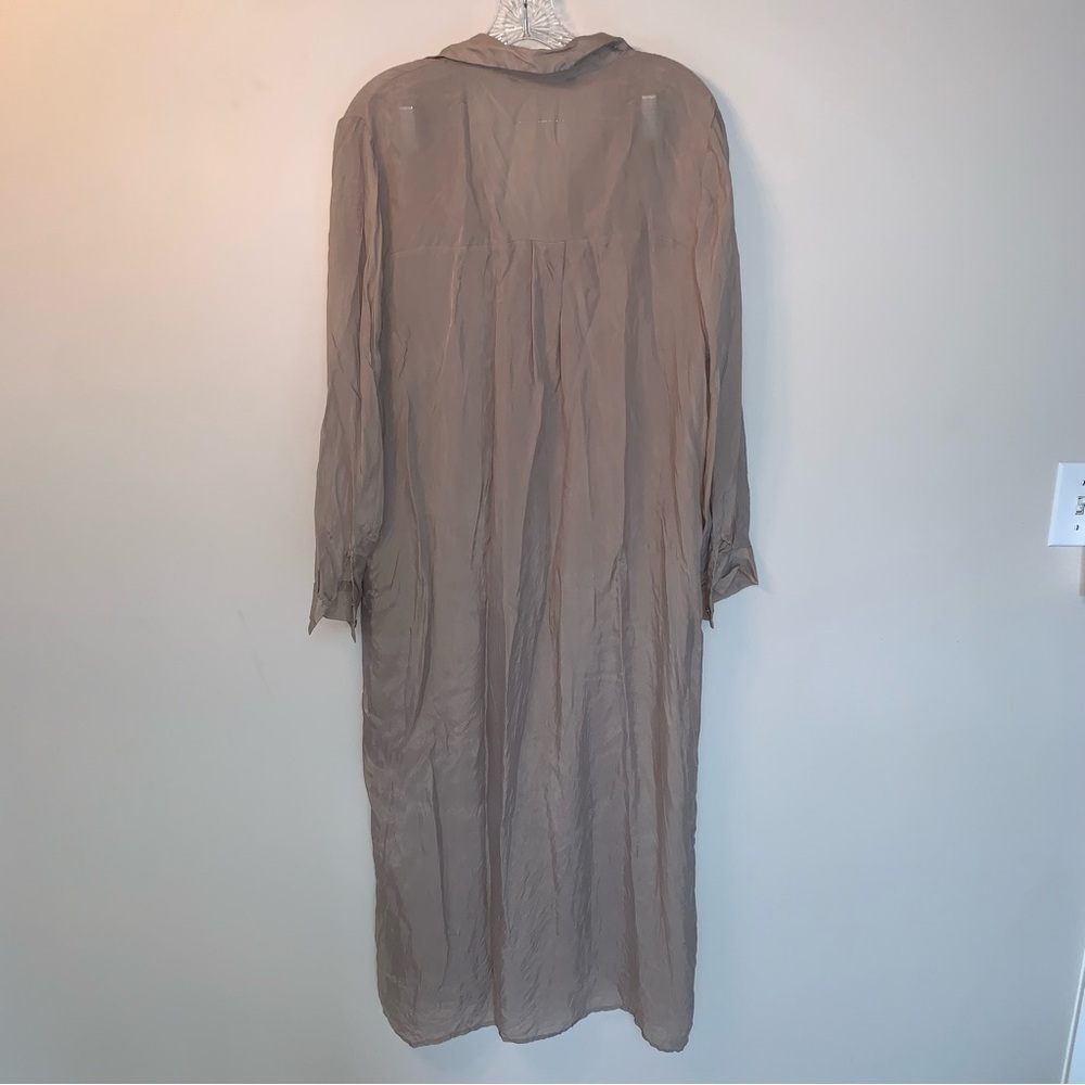 Zara Long 100% Cupro Oversized Button Down Shirt Dress Tunic Silky L - Picture 7 of 12